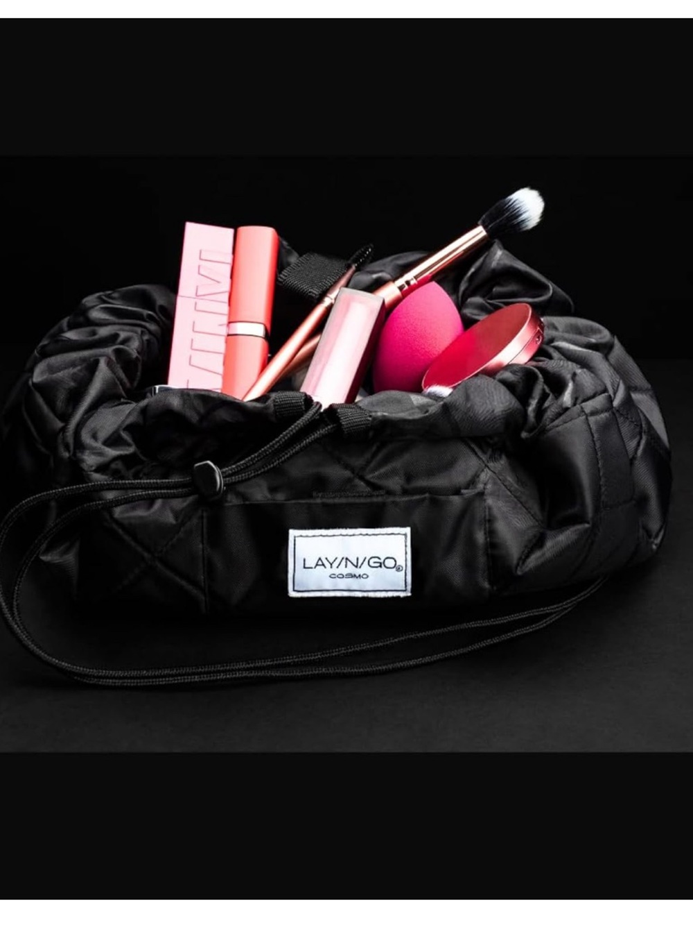 LAYN/GO FLORAL Quilted Drawstring Cosmetic Bag